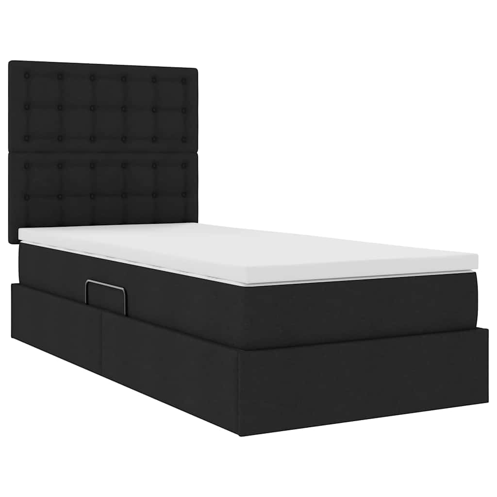 Letto con contenitore e materasso Nero 90 x 200 cm Tessuto | homemem39