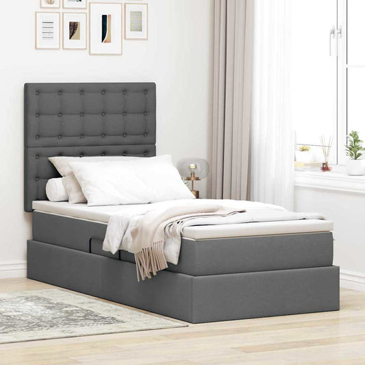 Letto con contenitore e materasso Grigio scuro 100 x 200 cm | homemem39