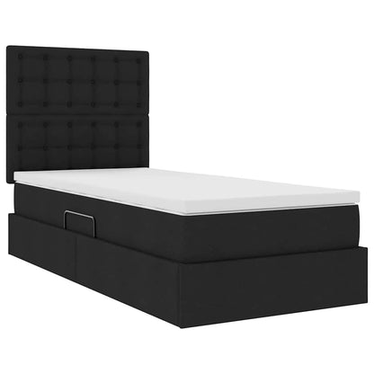 Letto con contenitore e materasso Nero 100 x 200 cm Tessuto | homemem39