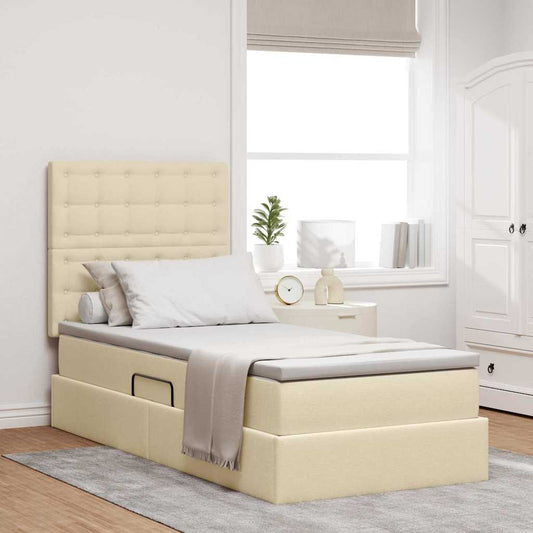 Letto con contenitore e materasso Crema 100 x 200 cm Tessuto | homemem39