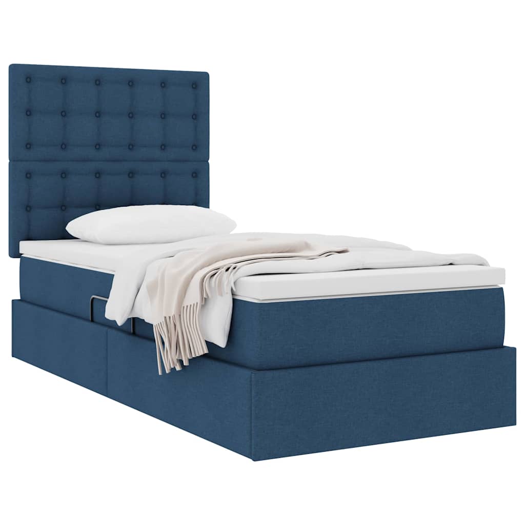 Letto con contenitore e materasso Blu 100 x 200 cm Tessuto | homemem39