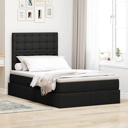 Letto con contenitore e materasso Nero 120 x 200 cm Tessuto | homemem39