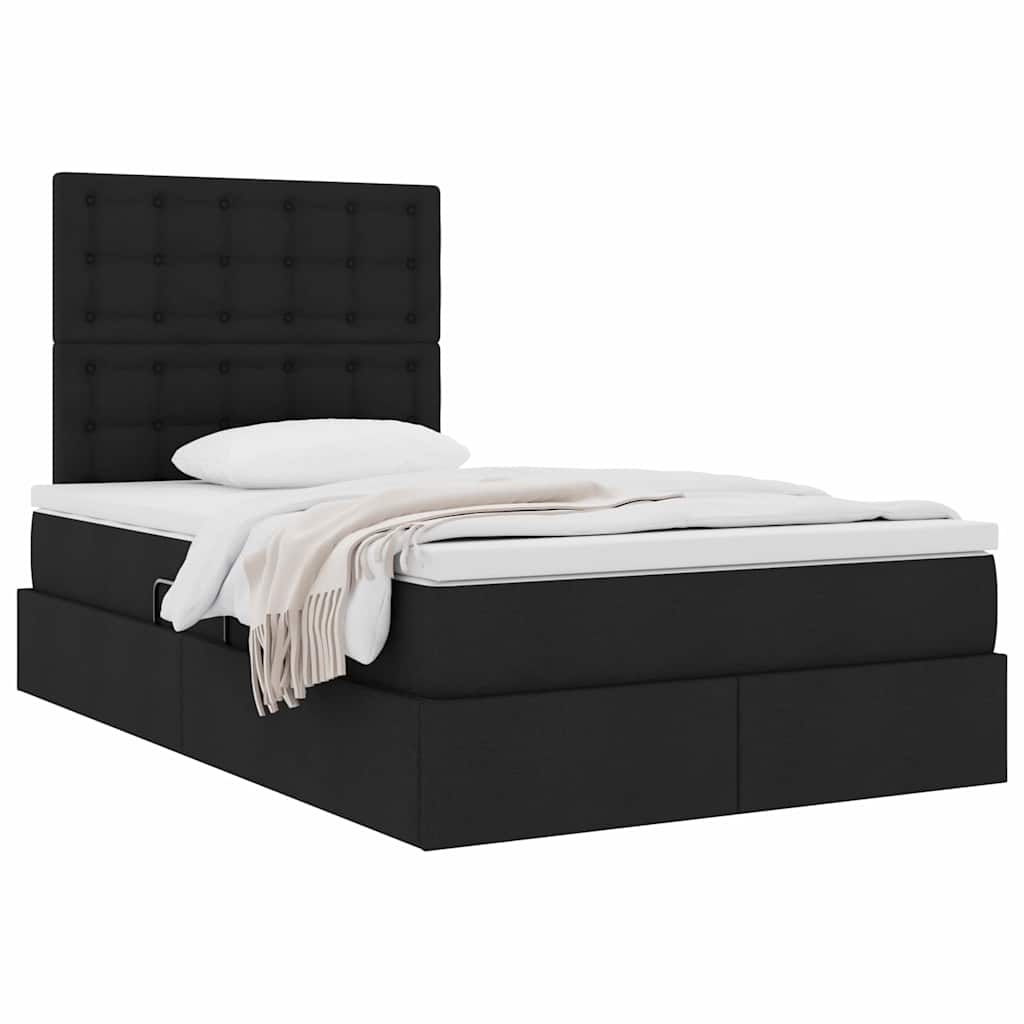 Letto con contenitore e materasso Nero 120 x 200 cm Tessuto | homemem39