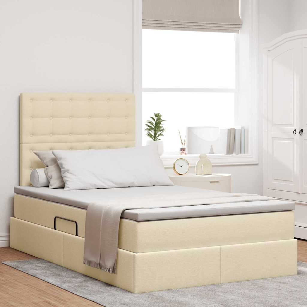 Letto con contenitore e materasso Crema 120 x 200 cm Tessuto | homemem39