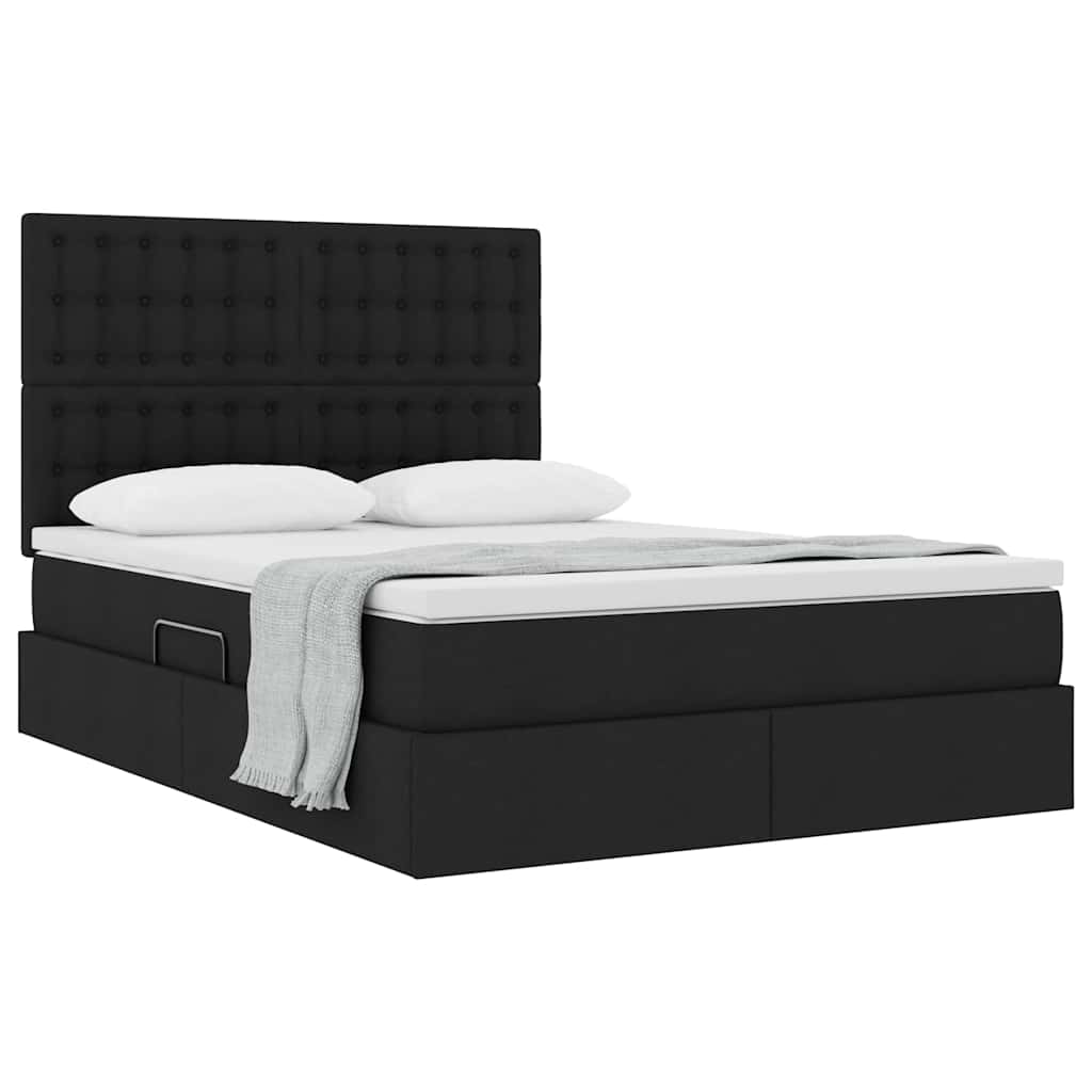 Letto con contenitore e materasso Nero 140 x 190 cm Tessuto | homemem39