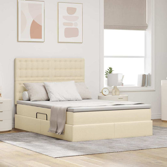 Letto con contenitore e materasso Crema 140 x 200 cm Tessuto | homemem39
