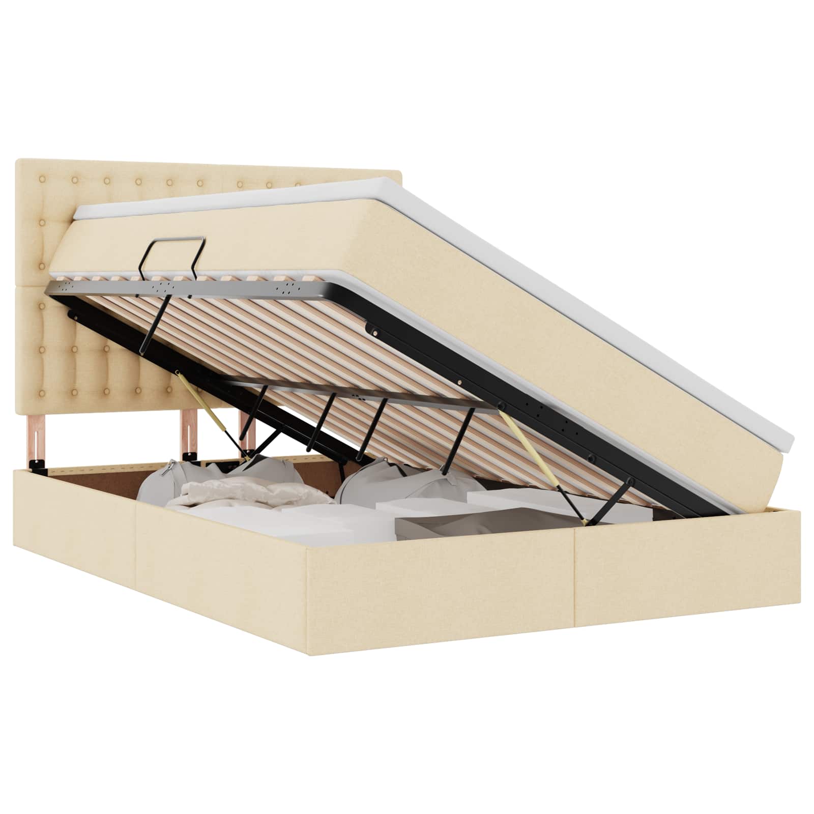 Letto con contenitore e materasso Crema 140 x 200 cm Tessuto | homemem39