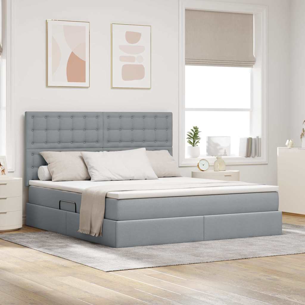 Letto con contenitore e materasso Grigio chiaro 160 x 200 cm | homemem39