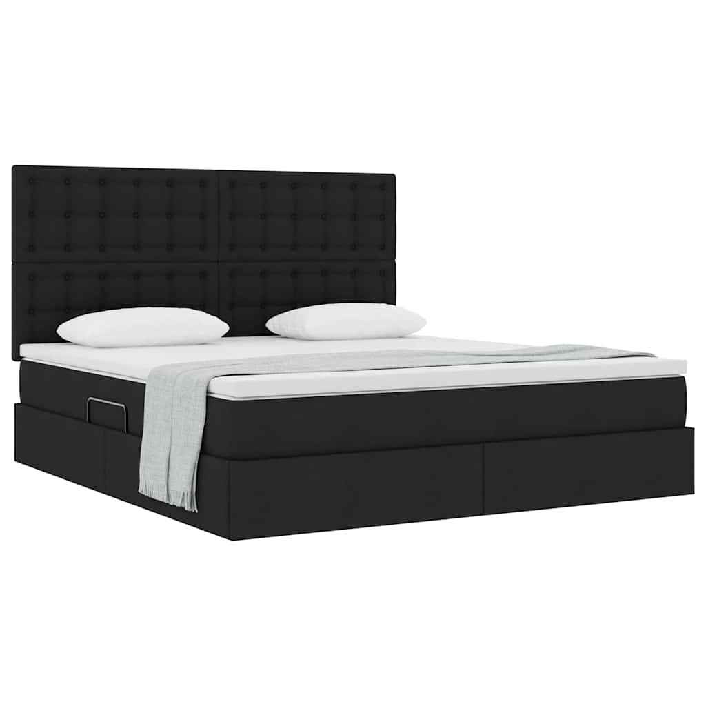 Letto con contenitore e materasso Nero 160 x 200 cm Tessuto | homemem39
