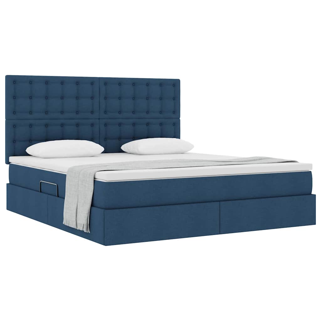 Letto con contenitore e materasso Blu 160 x 200 cm Tessuto | homemem39