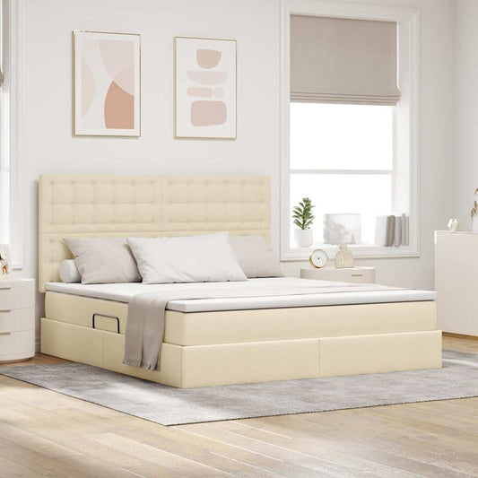 Letto con contenitore e materasso Crema 180 x 200 cm Tessuto | homemem39
