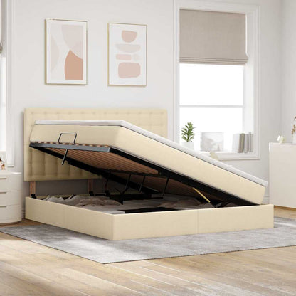 Letto con contenitore e materasso Crema 180 x 200 cm Poliestere