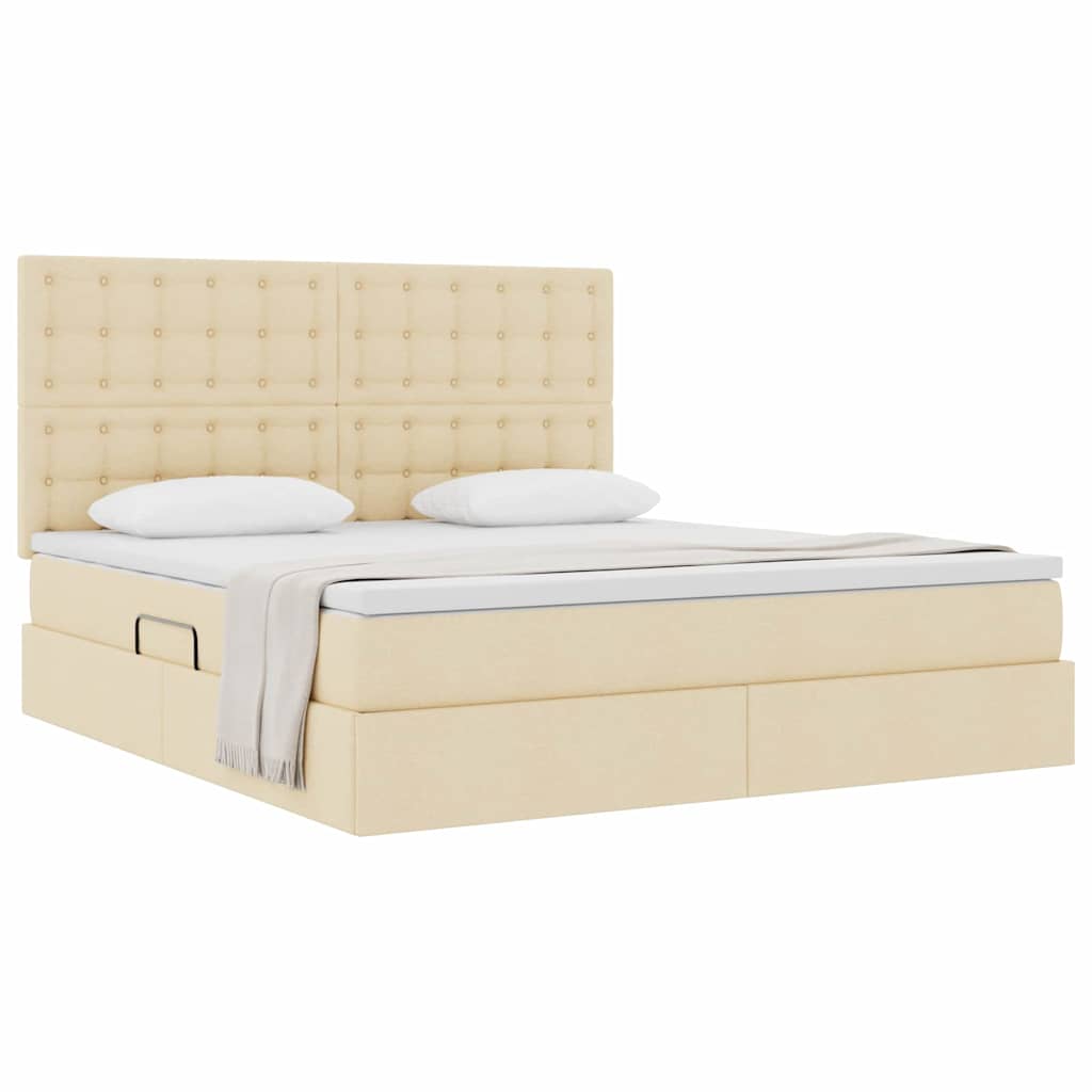 Letto con contenitore e materasso Crema 180 x 200 cm Poliestere