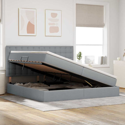 Letto con contenitore e materasso Grigio chiaro 200 x 200 cm | homemem39