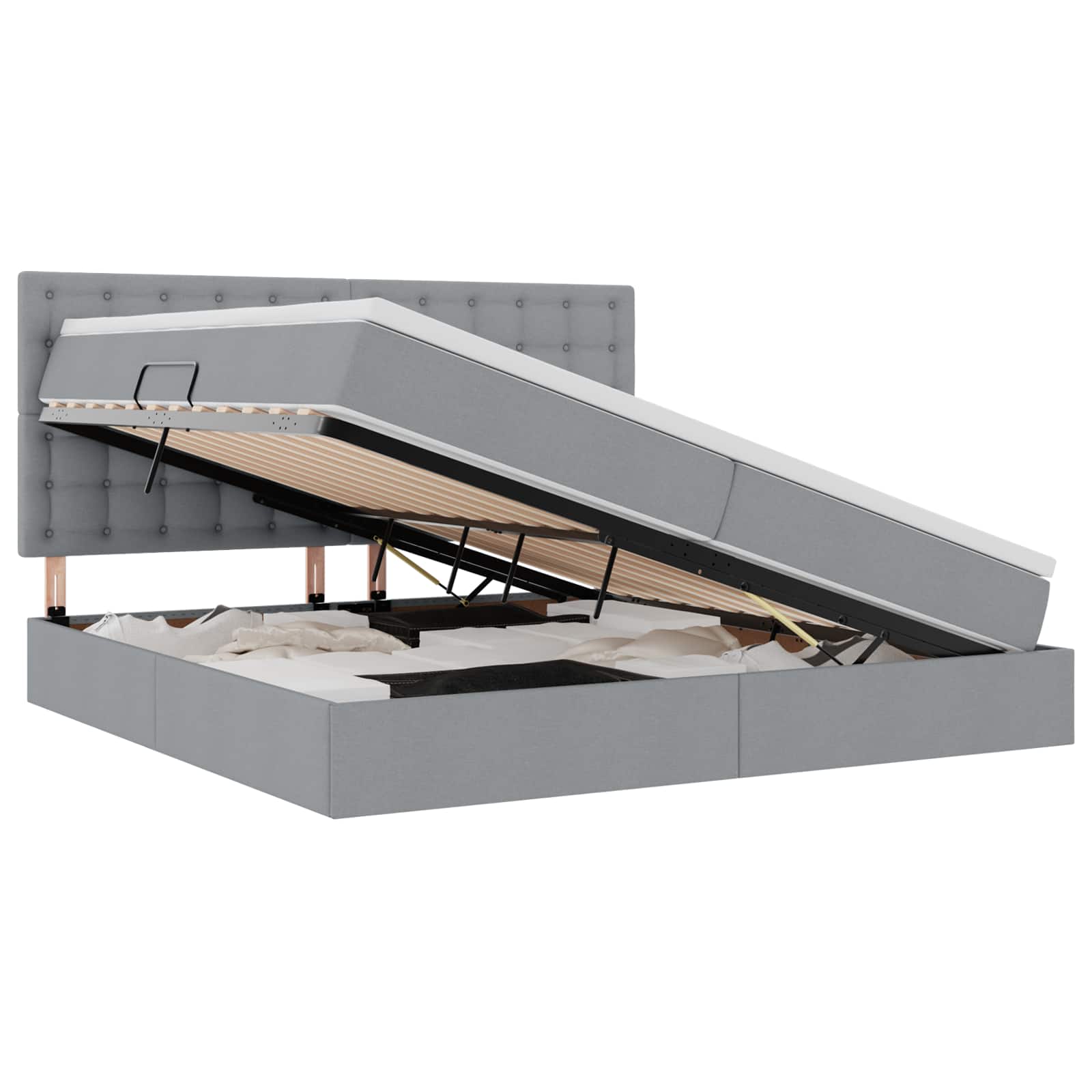 Letto con contenitore e materasso Grigio chiaro 200 x 200 cm | homemem39