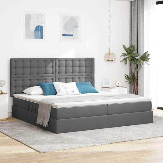 Letto con contenitore e materasso Grigio scuro 200 x 200 cm | homemem39