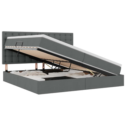 Letto con contenitore e materasso Grigio scuro 200 x 200 cm