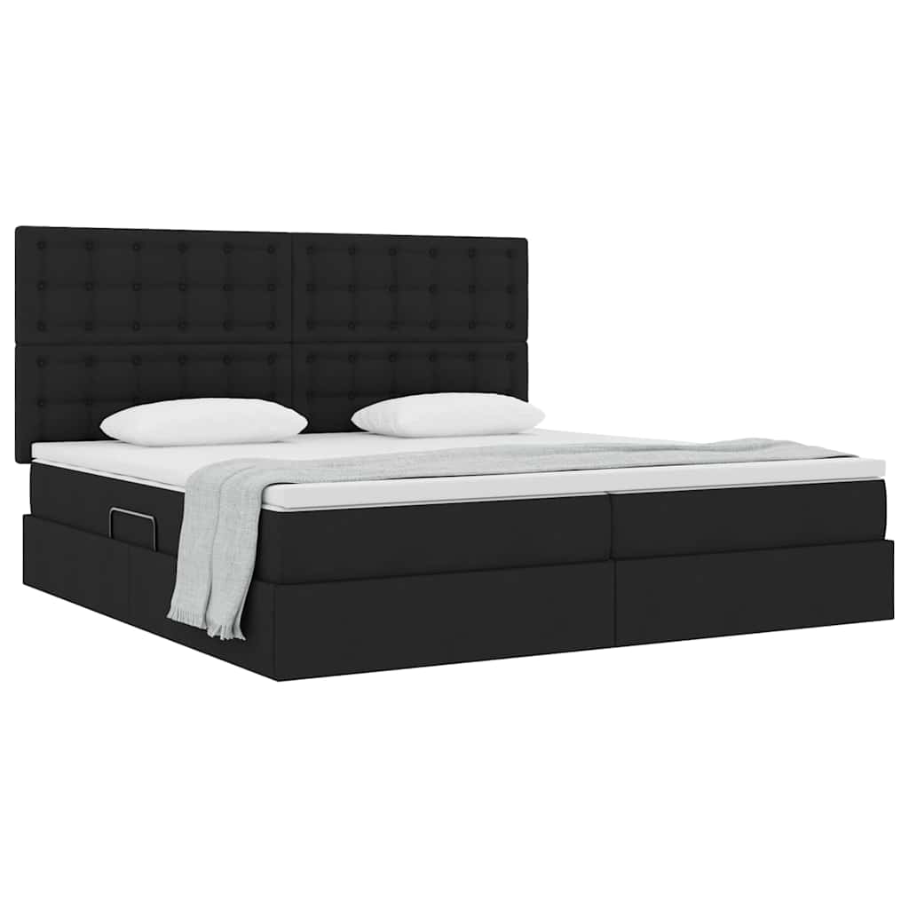Letto con contenitore e materasso Nero 200 x 200 cm Tessuto | homemem39
