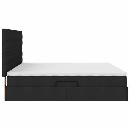 Letto con contenitore e materasso Nero 200 x 200 cm Tessuto | homemem39