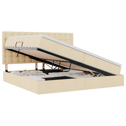 Letto con contenitore e materasso Crema 200 x 200 cm Tessuto | homemem39