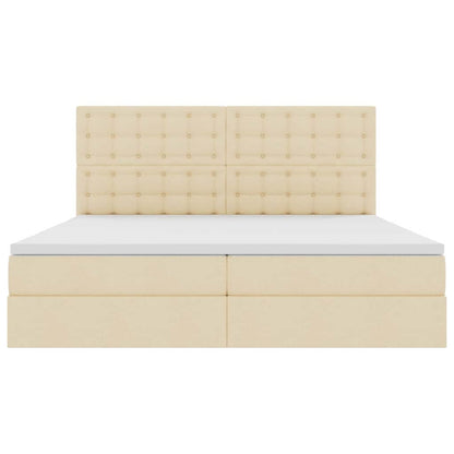 Letto con contenitore e materasso Crema 200 x 200 cm Tessuto | homemem39