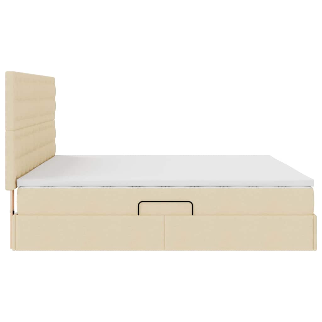 Letto con contenitore e materasso Crema 200 x 200 cm Tessuto | homemem39