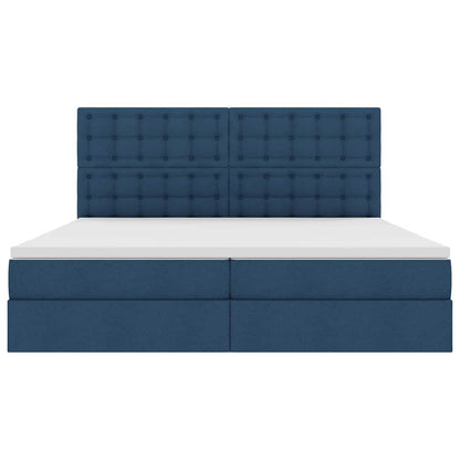 Letto con contenitore e materasso Blu 200 x 200 cm Tessuto | homemem39