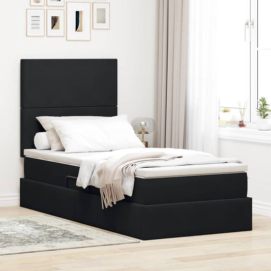 Letto con contenitore e materasso Nero 90 x 190 cm Velluto | homemem39