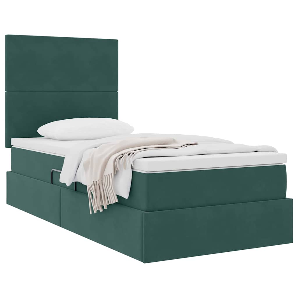 Letto con contenitore e materasso Verde Scuro 90 x 190 cm | homemem39