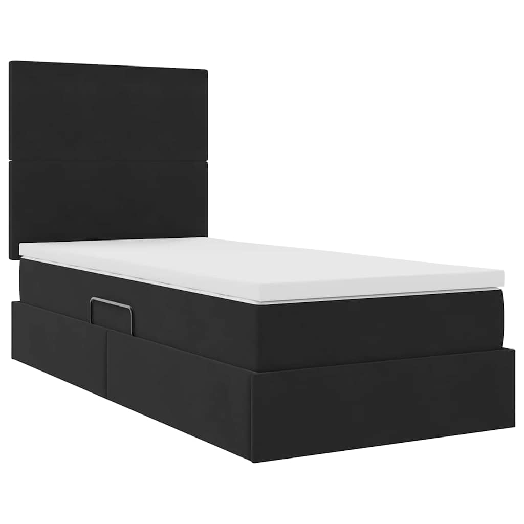 Letto con contenitore e materasso Nero 90 x 200 cm Velluto | homemem39