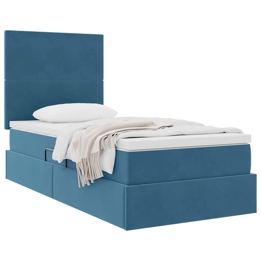 Letto con contenitore e materasso Blu Scuro 90 x 200 cm Velluto | homemem39