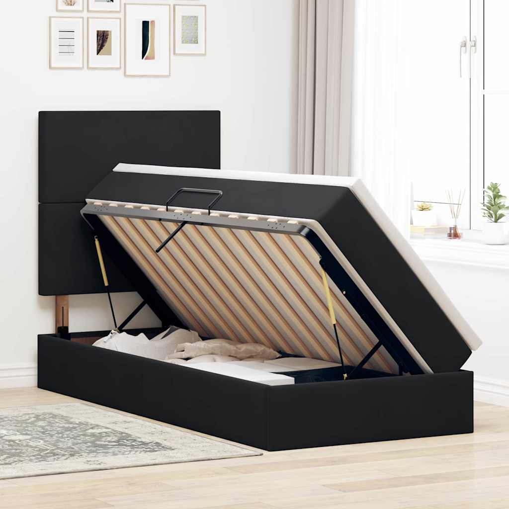 Letto con contenitore e materasso Nero 100 x 200 cm Velluto | homemem39