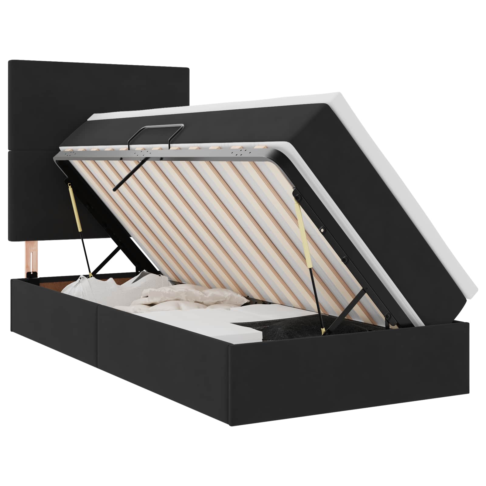 Letto con contenitore e materasso Nero 100 x 200 cm Velluto | homemem39
