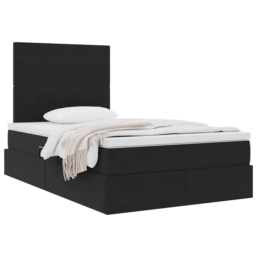 Letto con contenitore e materasso Nero 120 x 200 cm Velluto | homemem39