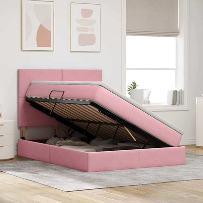 Letto con contenitore e materasso Rosa 140 x 190 cm Velluto | homemem39
