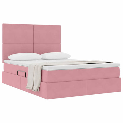 Letto con contenitore e materasso Rosa 140 x 190 cm Velluto | homemem39