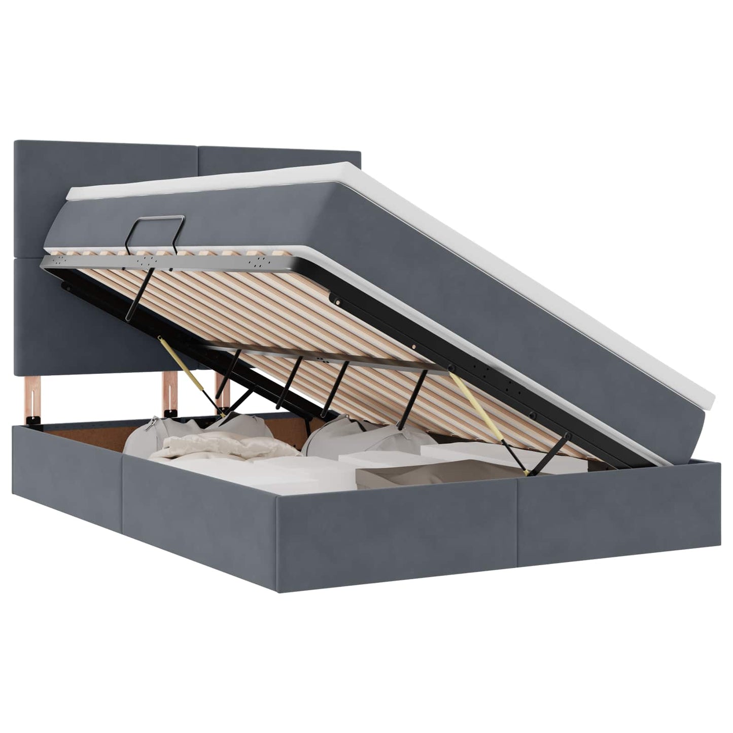 Letto con contenitore e materasso Grigio scuro 140 x 200 cm | homemem39