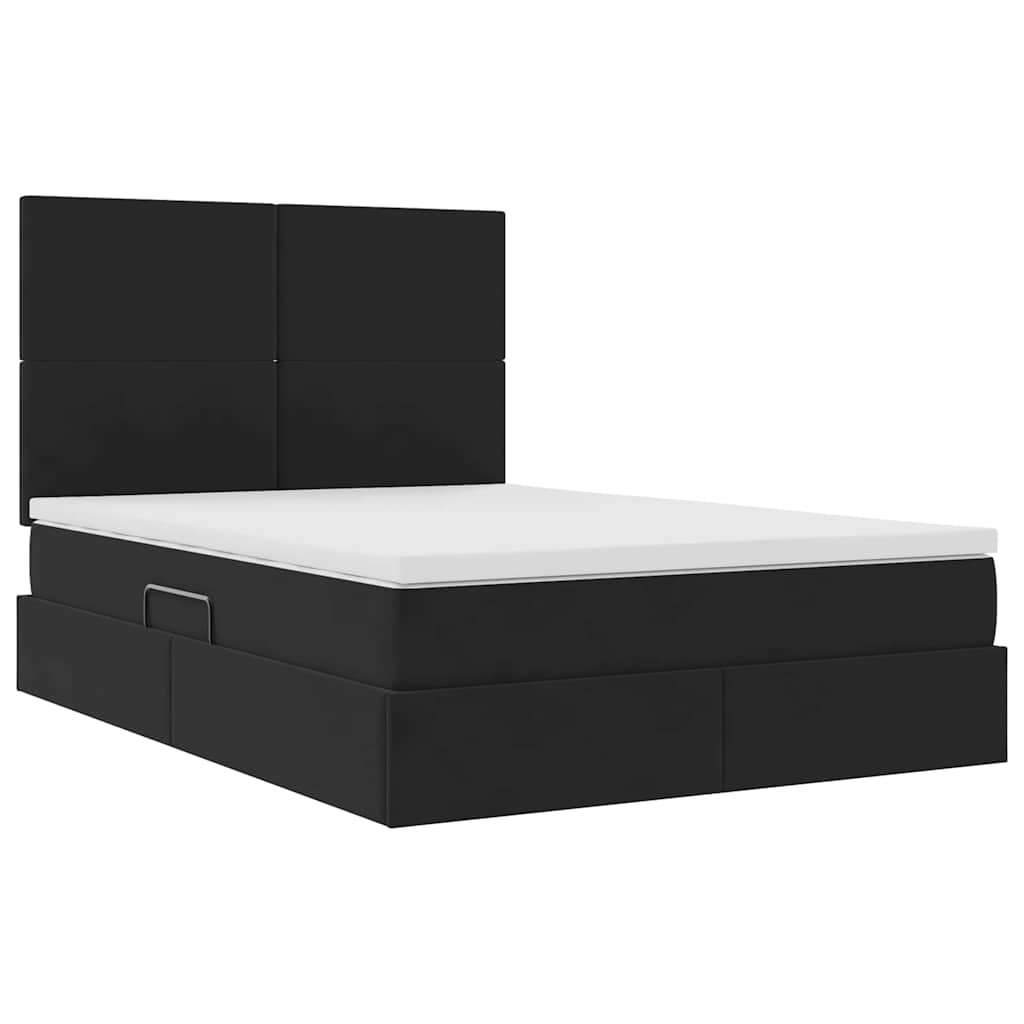 Letto con contenitore e materasso Nero 140 x 200 cm Velluto | homemem39