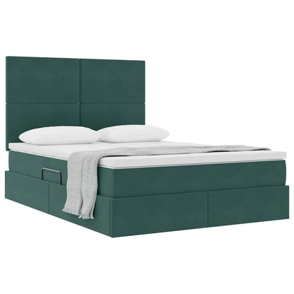 Letto con contenitore e materasso Verde Scuro 140 x 200 cm | homemem39