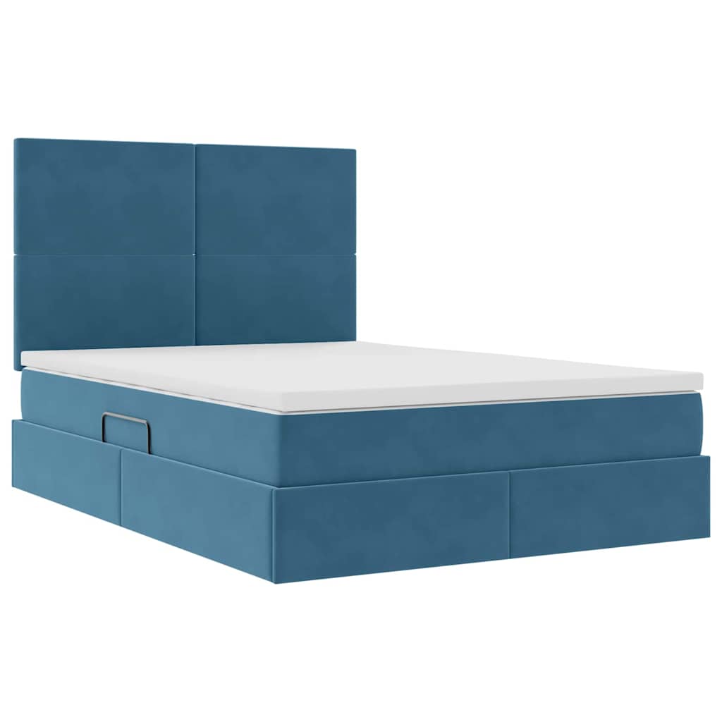 Letto con contenitore e materasso Blu Scuro 140 x 200 cm