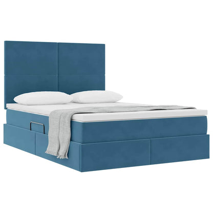 Letto con contenitore e materasso Blu Scuro 140 x 200 cm