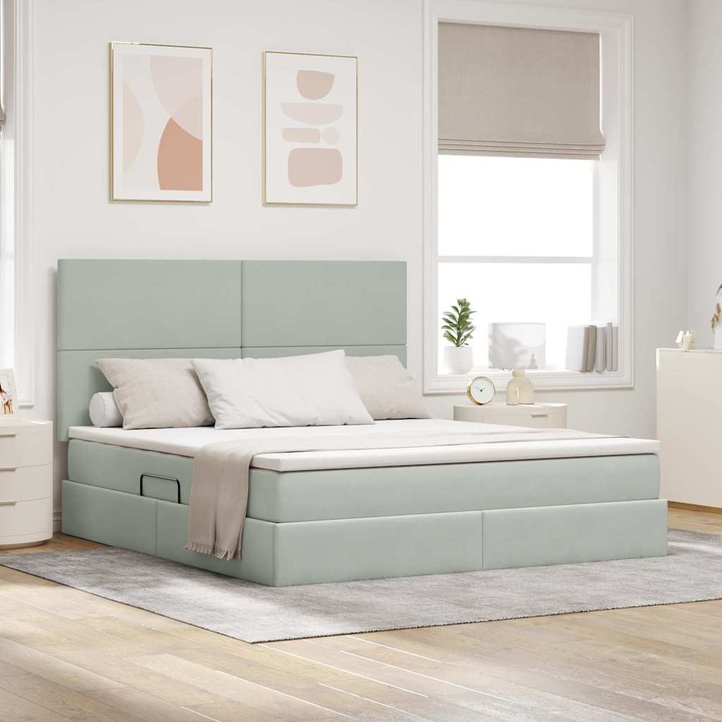 Letto con contenitore e materasso Grigio chiaro 160 x 200 cm | homemem39