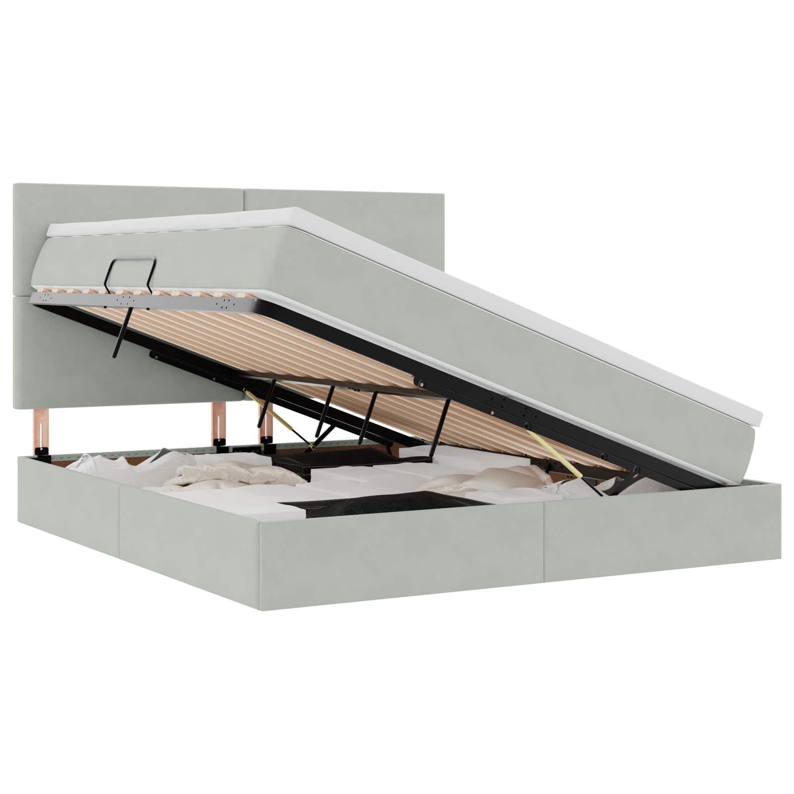 Letto con contenitore e materasso Grigio chiaro 160 x 200 cm | homemem39