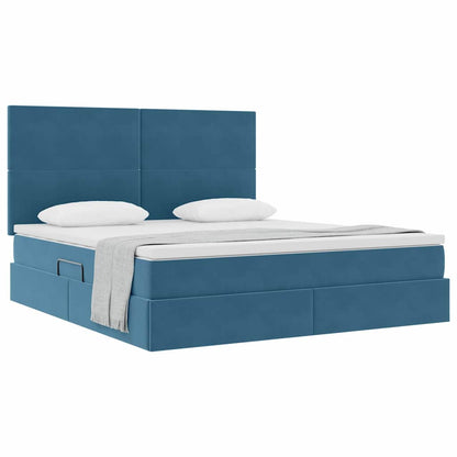 Letto con contenitore e materasso Blu Scuro 160 x 200 cm | homemem39