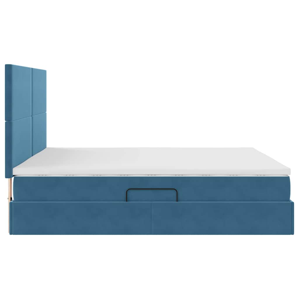 Letto con contenitore e materasso Blu Scuro 160 x 200 cm | homemem39