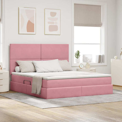 Letto con contenitore e materasso Rosa 180 x 200 cm Velluto | homemem39
