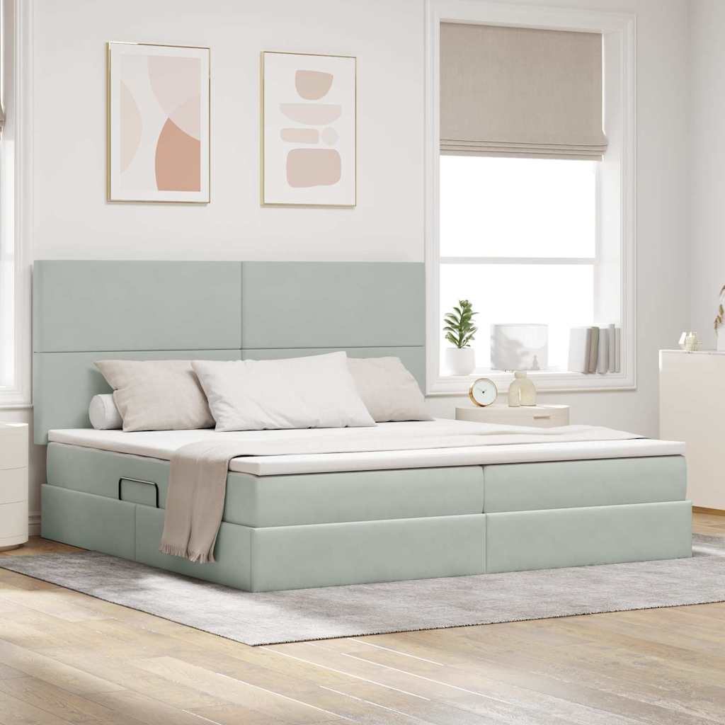 Letto con contenitore e materasso Grigio chiaro 200 x 200 cm | homemem39