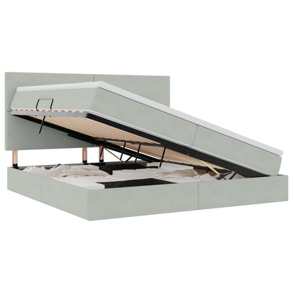 Letto con contenitore e materasso Grigio chiaro 200 x 200 cm | homemem39