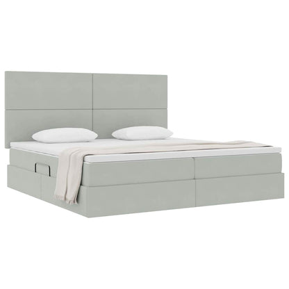 Letto con contenitore e materasso Grigio chiaro 200 x 200 cm | homemem39