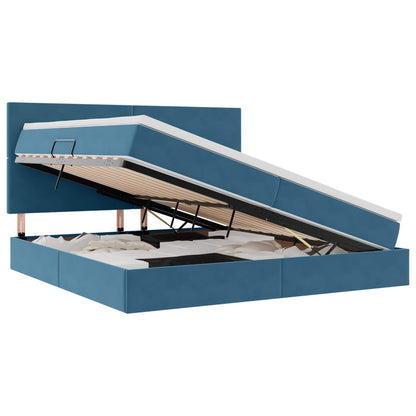 Letto con contenitore e materasso Blu Scuro 200 x 200 cm | homemem39